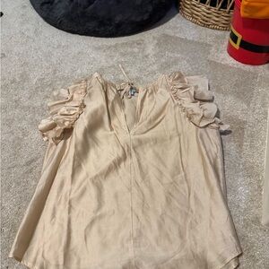 ANTONIO MELANI Beige Ruffle Sleeve Blouse